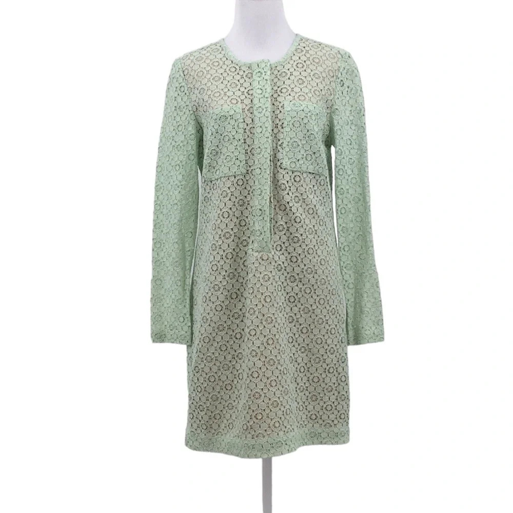 Victoria Beckham Target Green Lace Tunic Shift Dress Womens‎ Medium Long Sleeve